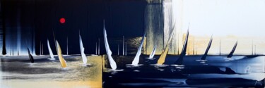 Night and day regatta in gold, black and white